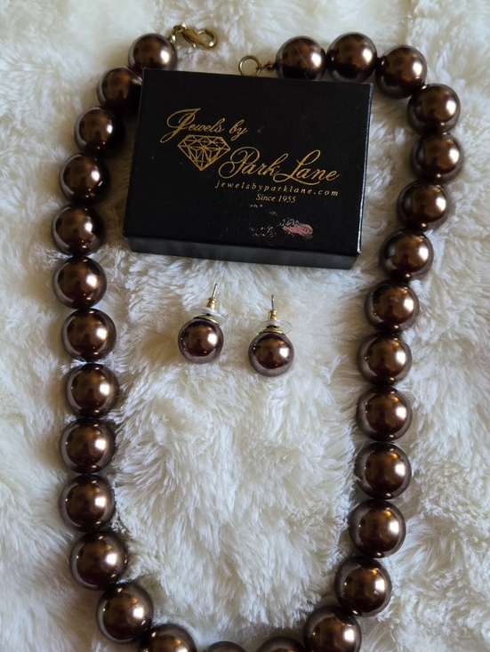 Park Lane Jewelry - Park Lane Metallic Brown Pearl Necklace with Matching Studs